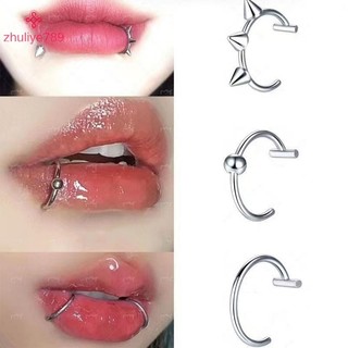 < zhuliye789 > 1 Vòng mũi giả bằng thép không gỉ Vòng vách ngăn C Kẹp môi Bông tai Mũi giả xuyên thấu Trang sức cơ thể nữ Không đục lỗ