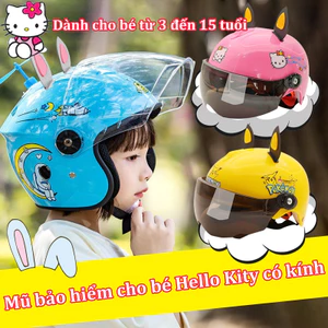 Mũ bảo hiểm cho bé Hello Kity có kính,Mũ bảo hiểm trẻ em có kính,Dành cho bé từ 3 đến 15 tuổi,Một loạt các mẫu hoạt hình