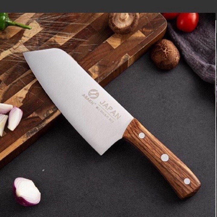 Dao Thái thịt cá Cao Cấp Nhật Bản 824 - Dao dày dặn , nặng tay, cán gỗ chắc chắn