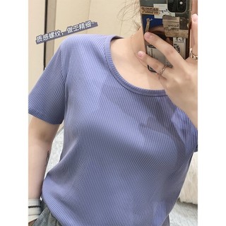 M-4XL Size Lớn Top Nữ [20.000 Ice Silk Mỏng Áo Thun Nữ Mùa Hè Plus Size Áo Plus Béo Cực Lớn Phong Cách Phương Tây Đáy Áo Slim-fit All-Match Fat MM Plus Size Quần Áo Nữ
