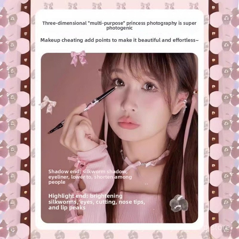 FLORTTE Bút lông tơ hai đầu, highlighter mờ, bút kẻ mắt sáng TSYA