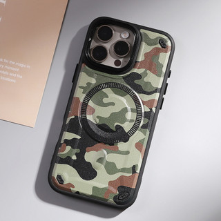 Dành Cho iphone 16 Pro Max Ốp điện thoại Ống Kính Chân Đế Từ Camo Cứng PC Mặt Sau Mềm TPU Chống Trơn Trượt Nâng Cạnh Chống Sốc Siêu Mỏng Bao
