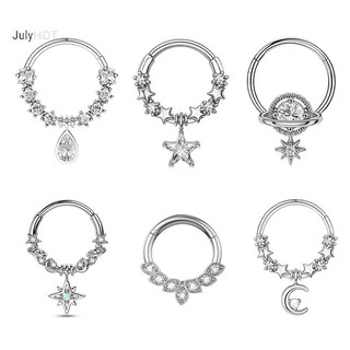 JULYHOT Thời Trang Pha Lê Thép Không Gỉ Septum Hoop Clickers Mũi Nhẫn Nữ Tragus Sụn Xoắn Xuyên Vòng Bông Tai Trang Sức Massivedeals