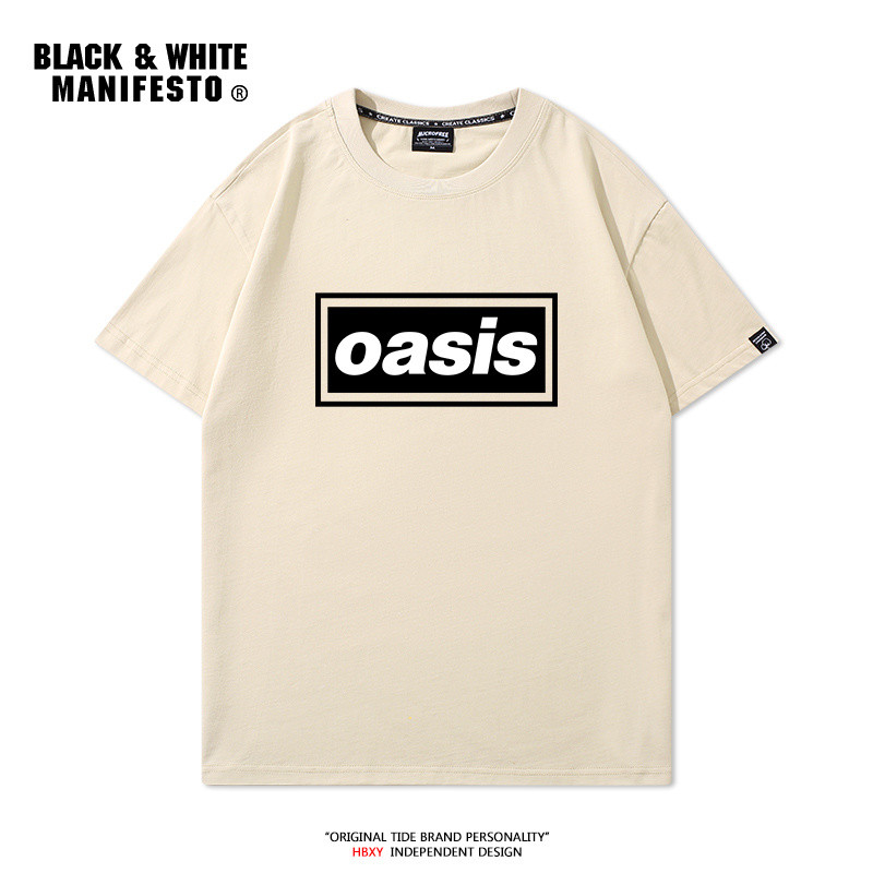 Oasis Oasis Ban Nhạc In Hình Áo Thun Nữ Tay Ngắn Nam Nữ Cotton Nguyên Chất Retro Rock Rời Đáy Thường Ngày Xu Hướng Mùa Hè