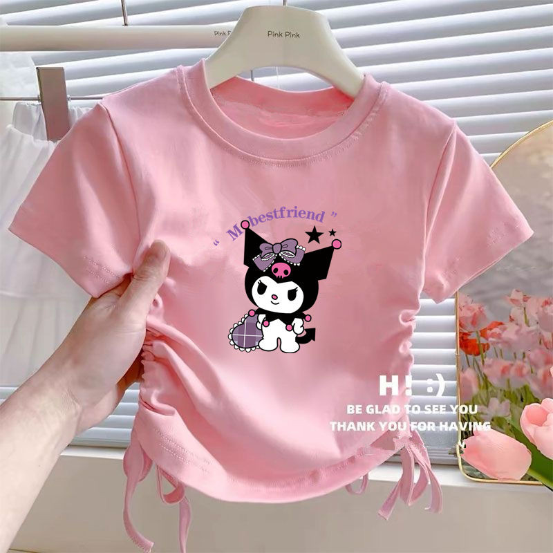 Áo thun dây rút Kuromi Cinnamorol Sanrio Girls Crop Top | Áo 5 6 7 8 9 10 11 12 13 14 Tuổi