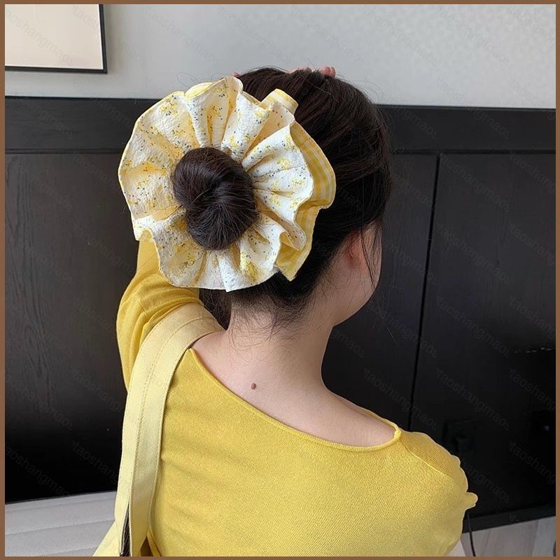 YT2 Mũ Phụ Kiện Tóc Dây Buộc Tóc Phong Cách Hàn Quốc Kiểm Tra Họa Tiết Họa Tiết In Hoa Đuôi Ngựa TY2