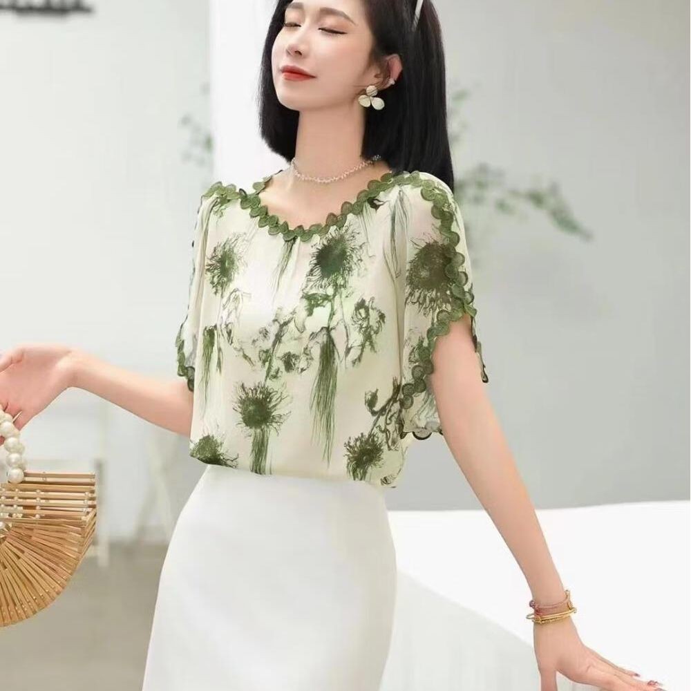 Áo thun ngắn tay phong cách Trung Quốc, thiết kế mùa hè