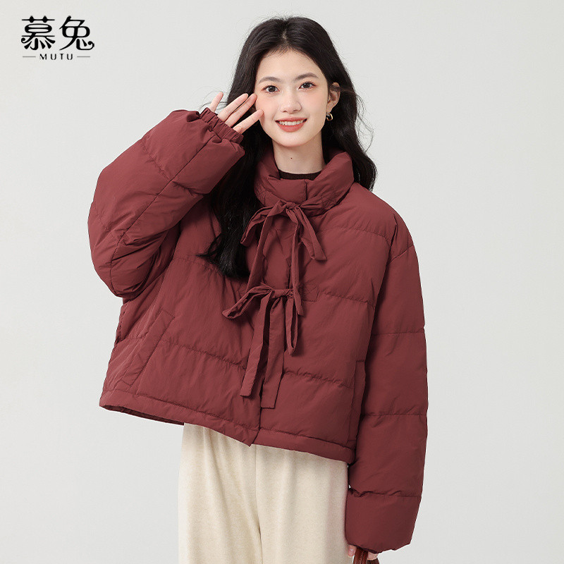 Ao Khoac Mutu Cổ Đứng Ren Dày Cotton, Phong Cách Mới, Ấm Áp Mùa Đông