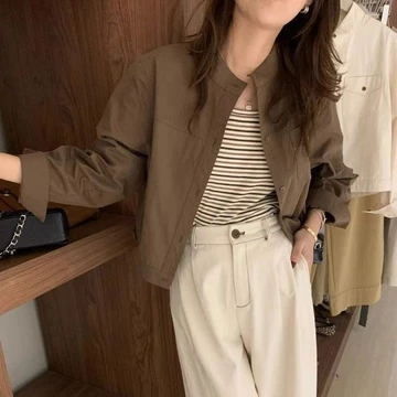 Nhật Bản Phong Cách Linh Tinh Retro Nữ Nhỏ Sọc Camisole Rửa Cotton Đứng Cổ Áo Sơ Mi Phong Cách Tổng Thể Áo Sơ Mi Áo Khoác Hàng Đầu Nhật Bản Phong Cách Linh Tinh Retro Nhỏ Nữ Sọc Ca