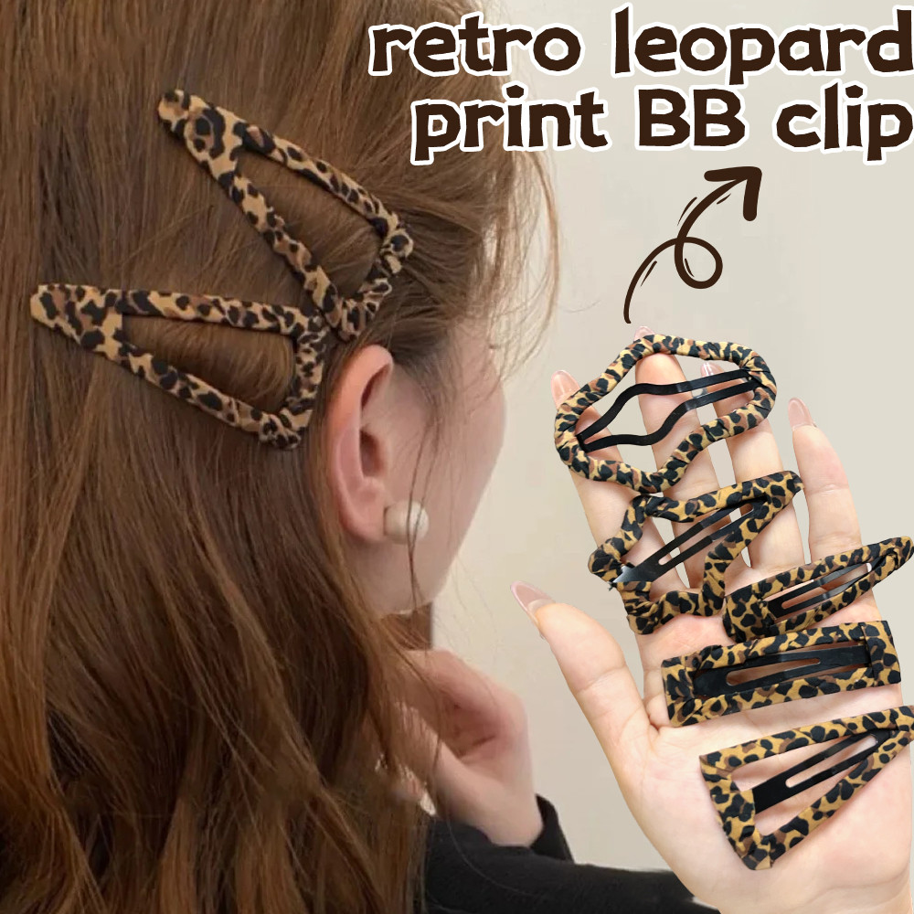 1 Cặp Kẹp Tóc Da Báo Retro - Kẹp BB Side Bangs Thời Trang - Kẹp Tóc Hình Đám Mây Tam Giác Nữ - Barrette Thanh Lịch Ngọt Ngào Hàn Quốc Ngọt Ngào Dễ Thương - Phụ Kiện Tóc Bé Gái Phổ Biến