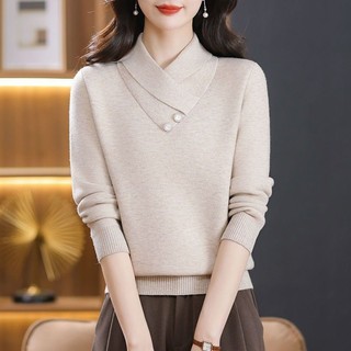 Mẹ Trung Niên Áo Len Đỏ Nữ Dày Thu Đông Thời Trang Ấm Áp Bên Trong Đáy