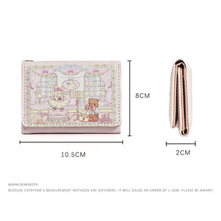Hoạt Hình Thỏ In Ví Nữ Vuông Dễ Thương Mini Trifold Ví Tiện Lợi