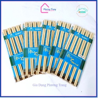 Đũa gỗ tự nhiên Sumo (1 vỉ 10 đôi) cao cấp không hoá chất nhiều mẫu - Phương Trang