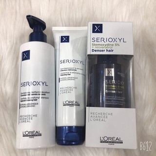 Bộ gội xả và tinh chất L'oréal Serioxyl dành cho tóc thưa mỏng, giúp tóc dày lên ngay lập tức 250mlx2/90ml [ TN ]
