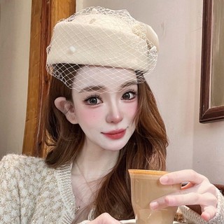 Mũ Fascinator phong cách Anh có tấm che mặt - Trang phục cô dâu sang trọng