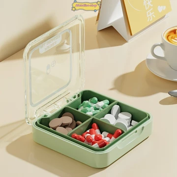 Hộp Đựng Thuốc Khay Chia Thuốc 4/7 Ngăn Trong Suốt,Dụng Cụ Cắt Thuốc Viên Nén Chính Xác Kiêm BDINE