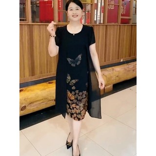 Váy trung niên cho mẹ ,Đầm trung niên cho mẹ ,  ĐXT- ĐỎ ĐEN , đi chơi dự tiệc sang trọng cao cấp chất liệu thun co giãn