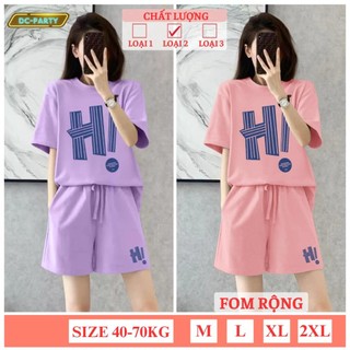 Set đồ nữ, Quần đùi kèm áo phông nữ mẫu HI size 40-70kg , Đồ bộ nữ mặc ở nhà chất liệu thoáng mát, Đồ Ngủ nữ