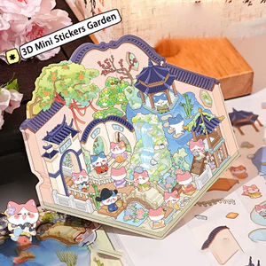 Enwei 3 Cái [Cuộc sống hạnh phúc trong dòng Kapibala] Nhãn dán hoạt hình ba chiều 3D Đồ nướng Phong cách căng tin Nhãn dán cảnh quan cảnh quan trang trí