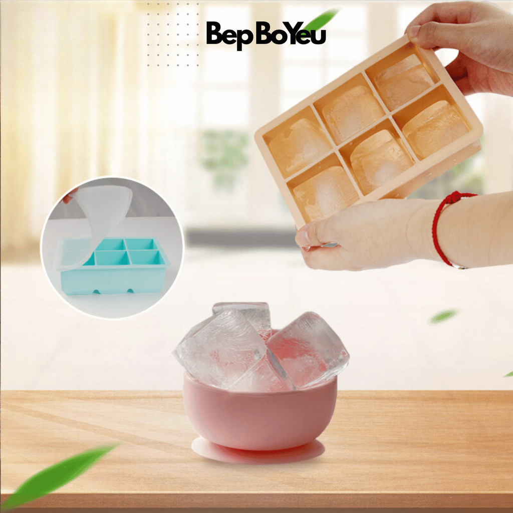 Khay đá silicon cao cấp có nắp, không BPA, dễ vệ sinh, bền chắc