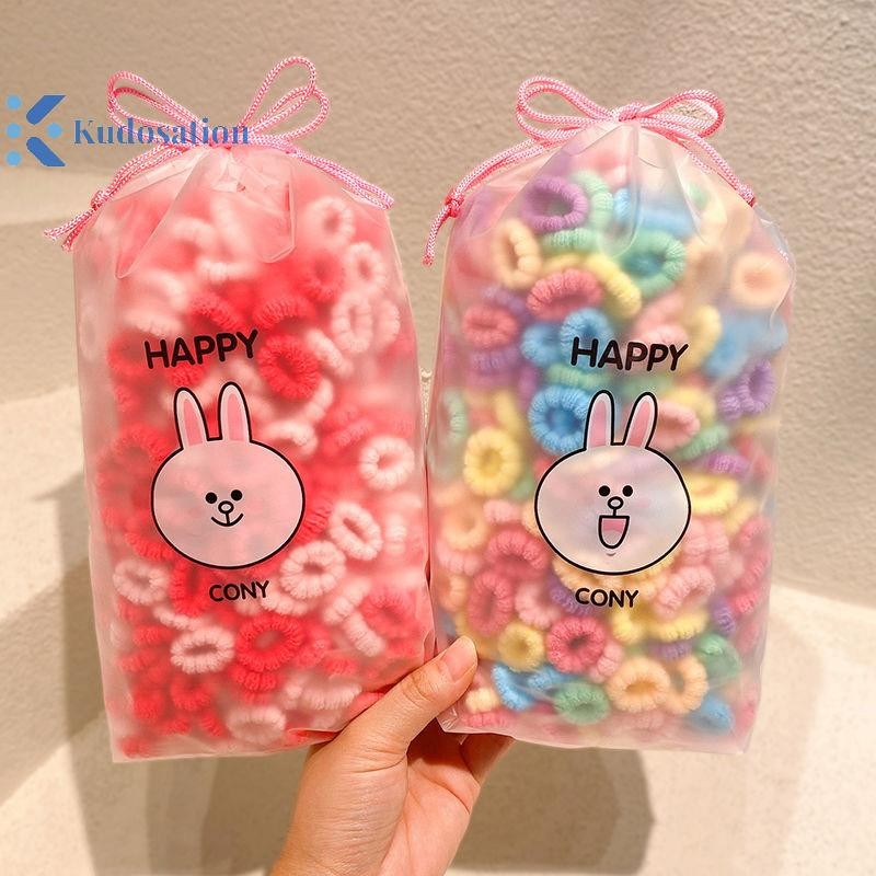 Kudosation 100 Chiếc Bé Gái Nhiều Màu Sắc Dây Buộc Tóc Bộ Nylon Cao Su Co Giãn Cao Su Trẻ Em Vòng Tròn Tóc Trẻ Em Dây Buộc Tóc Phụ Kiện Tóc