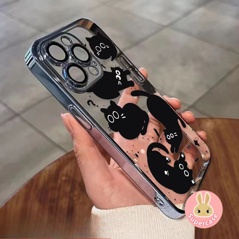 Ốp Điện Thoại Mèo Đen Ngộ nghĩnh Cho Redmi Note 14 Pro Plus K80 Turbo 4 Pro Ultra A5 4G 5G Vỏ Điện Trong Suốt Sang Trọng Vỏ Mềm Siêu Mỏng
