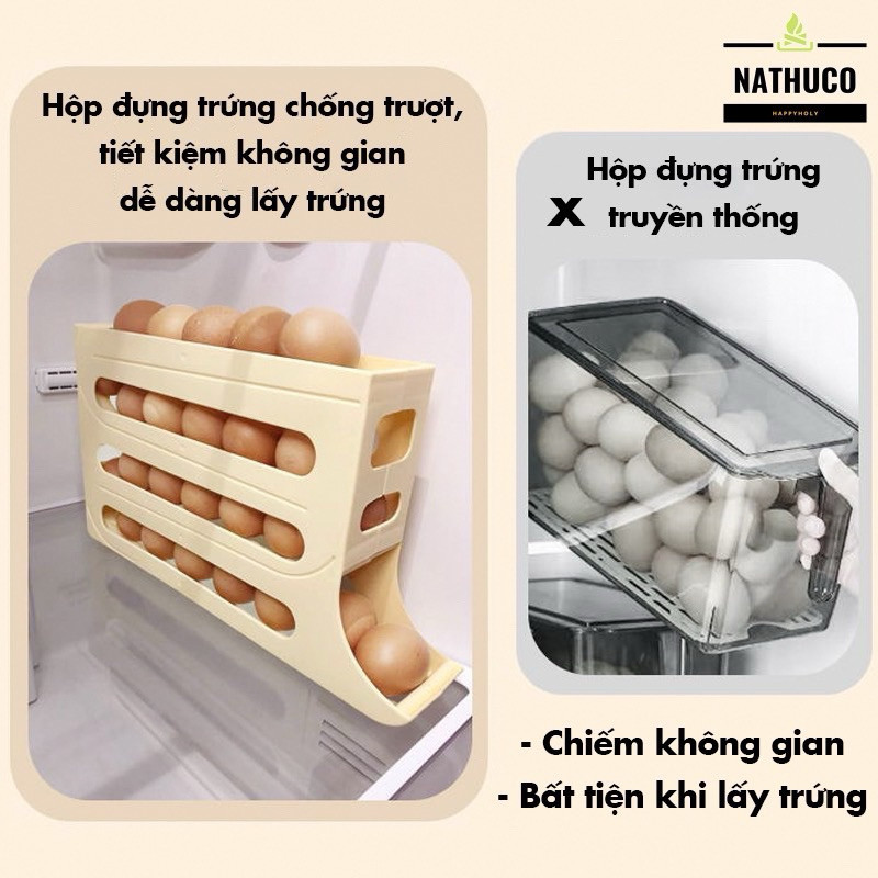 Khay Trứng 4 Tầng Lăn Tự Động - Khay Đựng Trứng Tủ Lạnh Tự Lăn Thông Minh