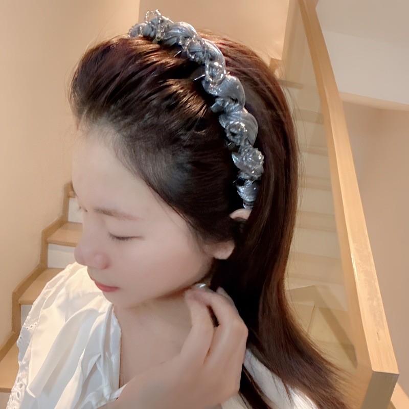 YT2 Tính Khí Pha Lê Nơ Băng Đô Quấn Tóc Nữ Rửa Mặt Chống Trơn Trượt Bấm Kẹp Tóc Du Lịch Hàng Ngày Băng Đô TY2