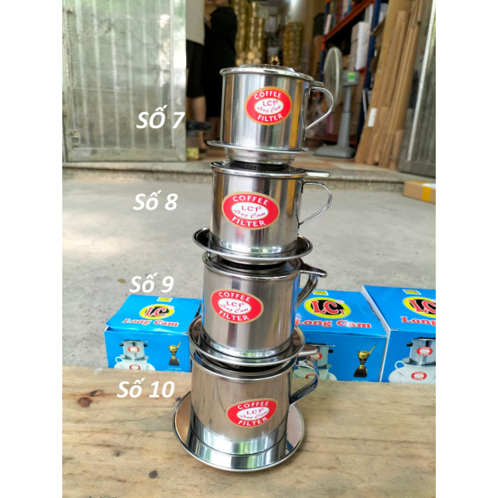 Phin pha Cà Phê iNox LONG CAM Nắp cài đủ size 6CMX6CM Hộp xanh hàng loại 1