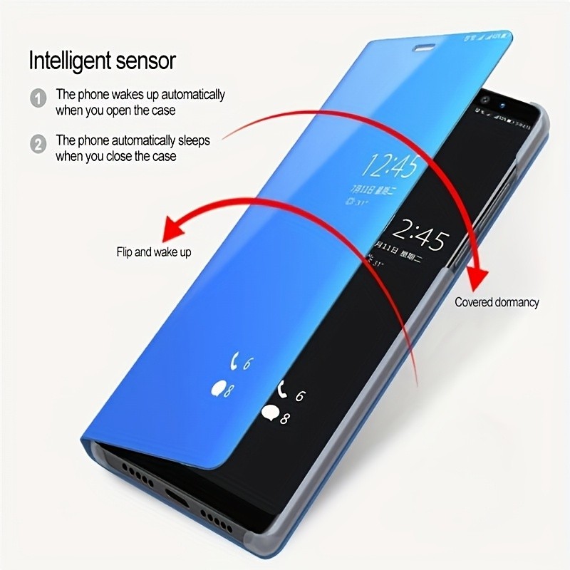 Ốp điện thoại vỏ sò giả da từ tính cho Samsung Galaxy S 25 24 23 22 21 20 PLUS FE ULTRA 4G 5G có giá đỡ gương thông minh