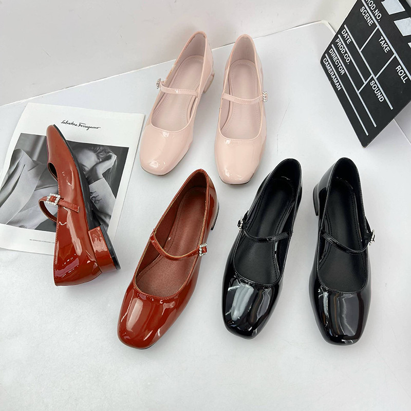 🔥Còn hàng🔥Giày Mary Jane Nữ,giày mũi vuông,dây đeo chéo đỏ, trắng và đens(size35-42)