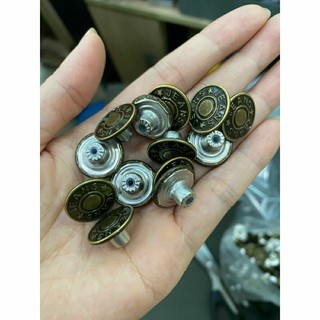 Nút Cúc đóng quần áo  jeans, nút cúc Mặt đồng bằng kim loại , Cỡ 17mm kiểu đóng định tự làm tại nhà được