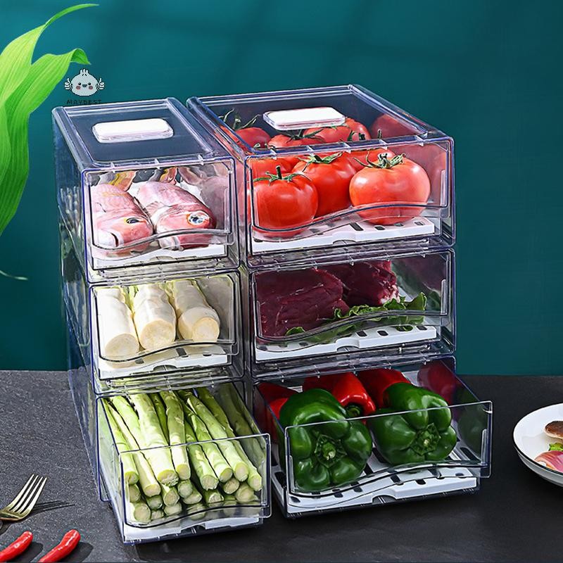Maybest Hộp Bảo Quản Tủ Lạnh Nhà Bếp Loại Ngăn Kéo Hộp Giữ Tươi Thực Phẩm Trứng Và Thịt Hộp Bảo Quản Hoàn Thiện Thực Phẩm {VN}