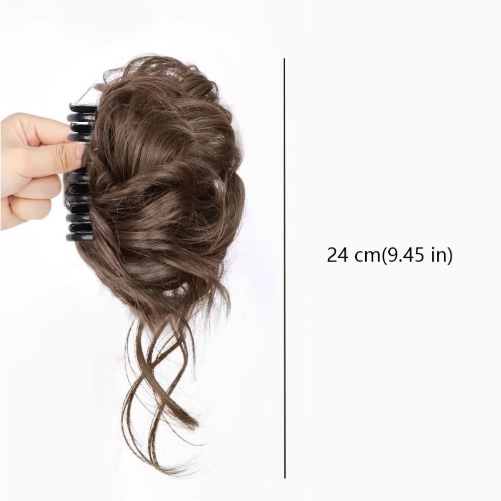 [Vận chuyển nhanh] Bộ tóc giả đầu Bun SIMPLEAID, Kẹp móng vuốt tóc tổng hợp lông tơ, Phụ kiện tóc xoăn màu nâu tự nhiên