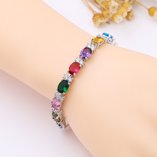 Châu Âu Mỹ ins Phong Cách Mới Vòng Tay Zircon Màu Pha Lê Nữ