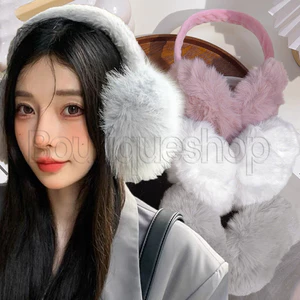 Bịt tai lông thỏ mô phỏng - Dụng cụ làm ấm tai đi xe đạp ngoài trời - Vỏ tai ấm áp mùa đông - Bịt tai có thể gập lại dễ thương - Bảo vệ lạnh, chống gió - Dành cho nữ và nam giới