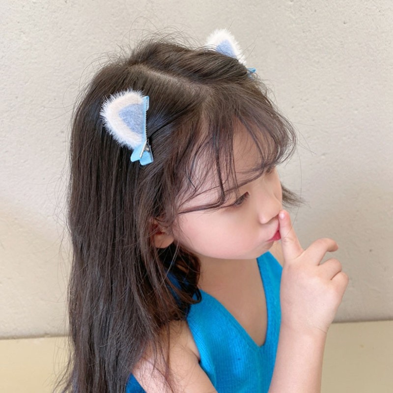 Ngọt Ngào Mềm Mại Sang Trọng Tai Mèo Kẹp Tóc Đáng Yêu Lông Thú Tai Mèo Barrettes Đầu Váy