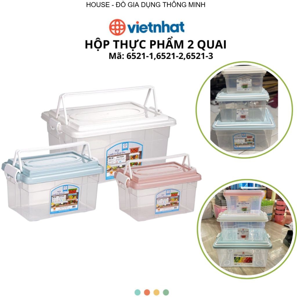 Hộp Đựng Thực Phẩm 2 Quai Chính Hãng Việt Nhật (Mã 6521)