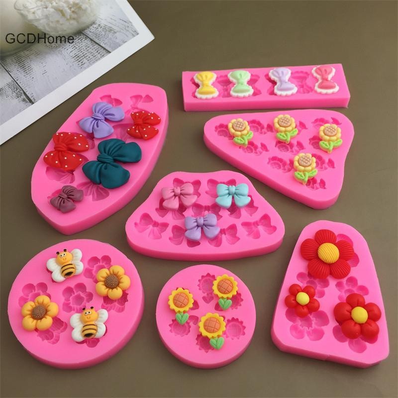 Gcdhome Hoạt Hình Dễ Thương Hoa Nơ Ong Fondant Khuôn Silicon DIY Cupcake Fondant Bánh Decorag Sôcôla Kẹo Nướng Khuôn Nóng