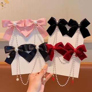 [Gou] Thanh Lịch Vintage Nơ Ngọc Trai sel Dây Xích Kẹp Tóc Ngọt Ngào Kẹp Tóc Thời Trang Phụ Kiện Tóc VN