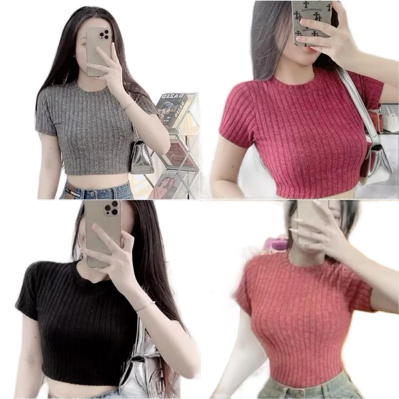 ÁO CROPTOP TRƠN CHẤT LEN LÔNG THỎ BASIC LAUNHA91