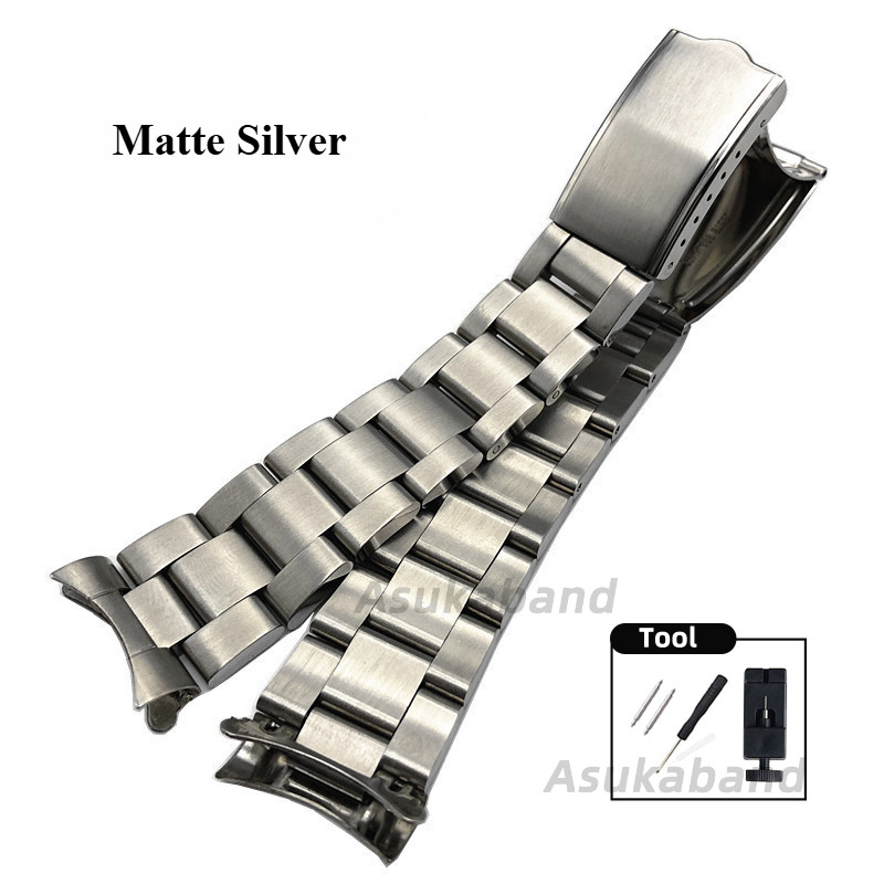 Diver Cong End Dây đeo đồng hồ bằng thép không gỉ 18mm 19mm 20mm 21mm Vòng tay sắt kim loại đa năng Nam Nữ Dây đeo đồng hồ cho SEIKO Lặn Bạc Vàng Mờ Đánh bóng