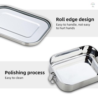 Hộp cơm bằng thép không gỉ 304- Hộp cơm bằng kim loại 2 ngăn, Hộp Bento kim loại dành cho trẻ em và người lớn, 800ML, Máy rửa chén an toàn