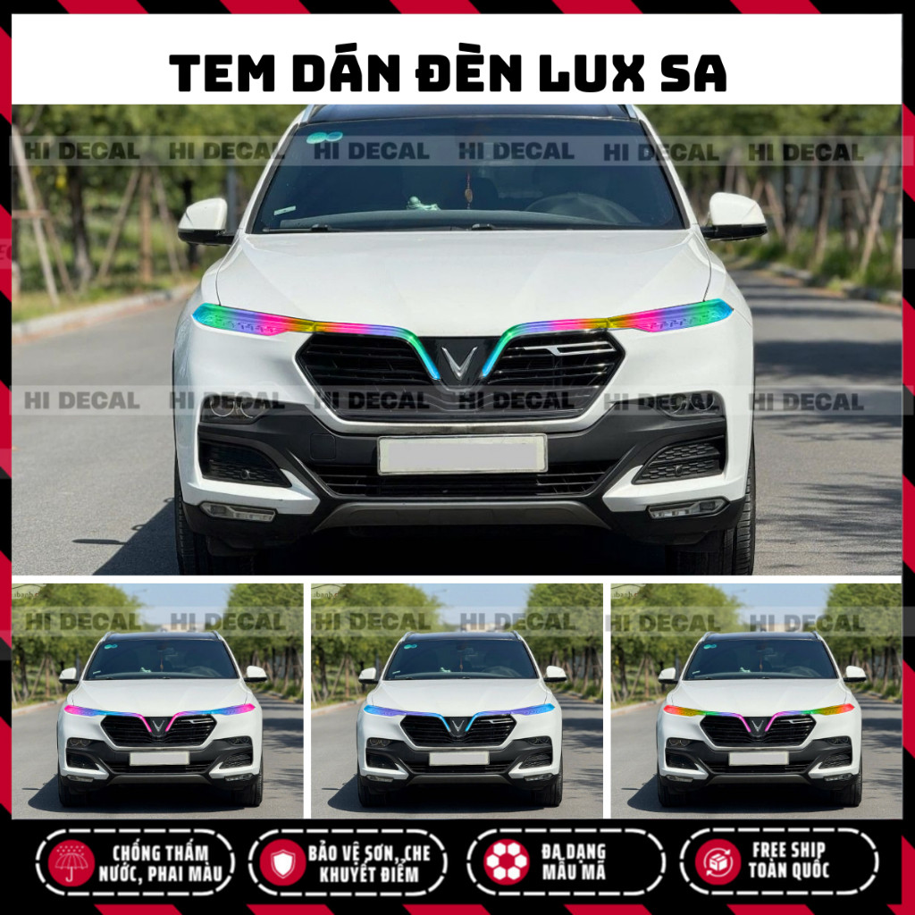 Tem dán đèn Lux SA, decal dán đổi đèn Vinfast Lux SA, tem trang trí đèn chống nước bền màu