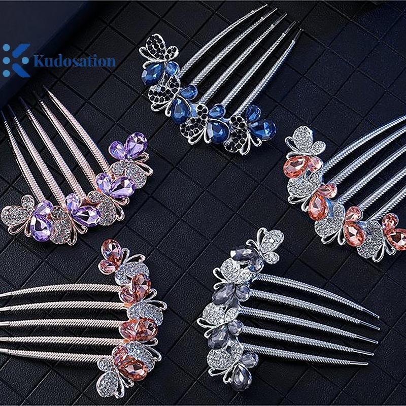 Kudosation Vintage Pha Lê Hoa Kẹp Tóc Phong Cách Hàn Quốc Thời Trang Ngọc Trai Kim Cương Giả Lược Tóc Sáng Bóng Kẹp Tóc Cho Nữ Phụ Kiện Tóc