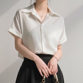 Áo Sơ Mi Kích Thước Lớn Nữ Cao Cấp Drape Top Thường Ngày Phù Hợp Với Voan Ngắn Tay Top Ve Áo Sơ Mi Bé Gái Thiết Kế Mùa Hè Niche Áo Sơ Mi Mỏng Size Vừa Lớn Quần Áo Nữ