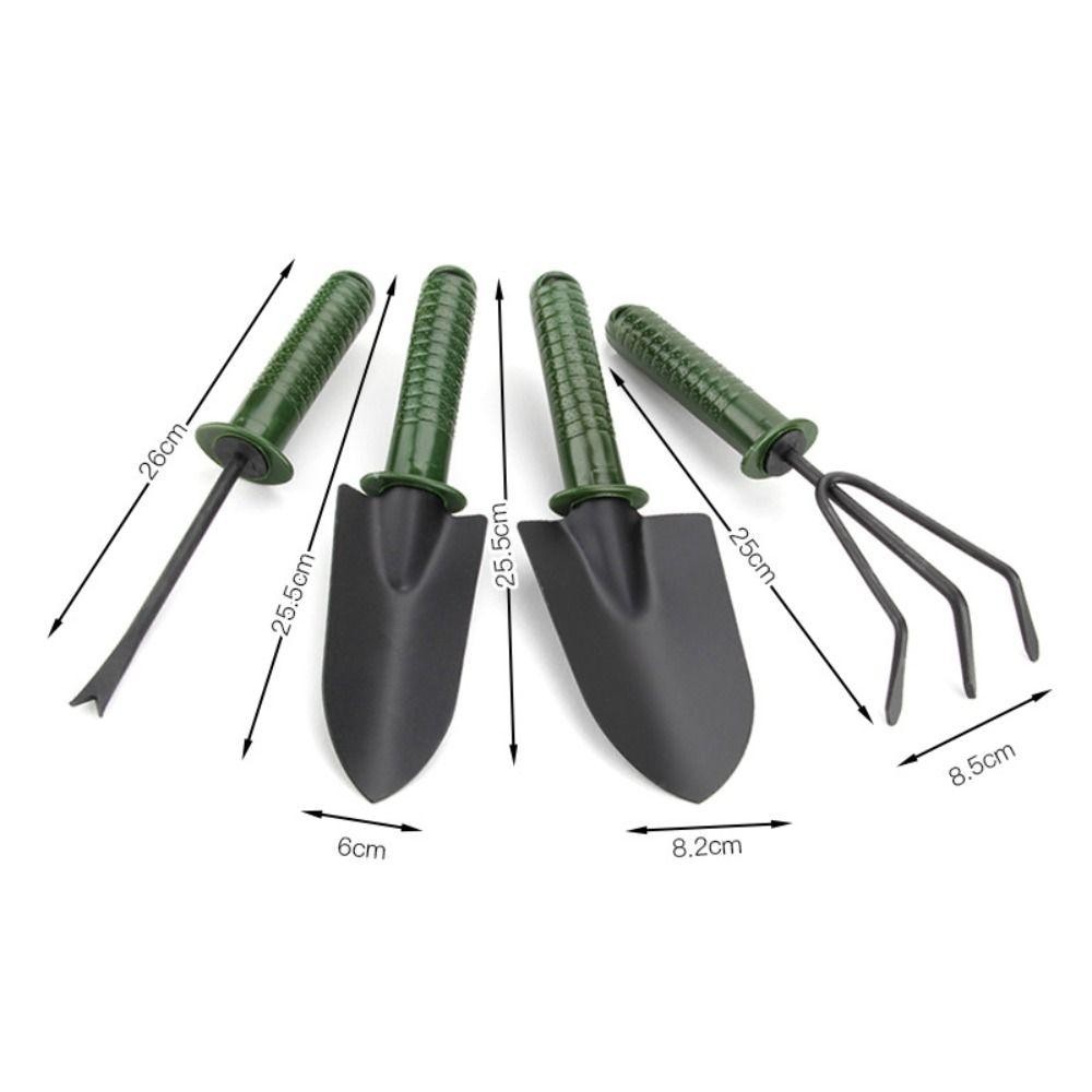 PWSSEND 1 / 4 Cây Xẻng, Tay Cầm Chống Trơn Trượt Thiết Kế Lỗ Treo Làm Vườn Xẻng Nĩa Rake Kit, Bộ Dụng Cụ Làm Vườn Bằng Kim Loại Di Động Nhỏ Cho Bãi Cỏ