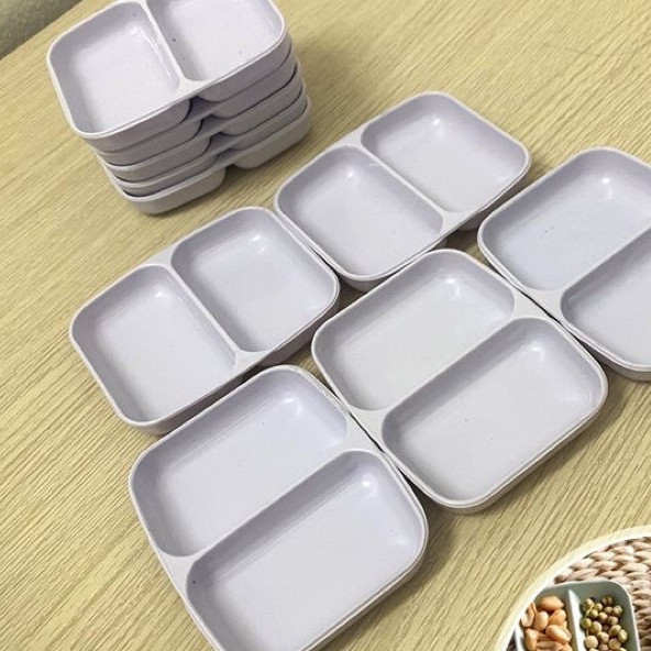 Đĩa chấm vuông 1 ngăn 2 ngăn 3 ngăn, đĩa tròn, chén đựng nước chấm, nước sốt Nhựa Việt Nhật