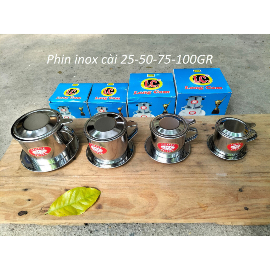 Phin pha Cà Phê iNox LONG CAM Nắp cài đủ size 6CMX6CM Hộp xanh hàng loại 1