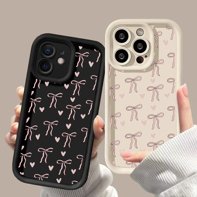 Ốp lưng hình trái tim tình yêu nơ dễ thương toàn màn hình cho Huawei Honor 200 Pro 90 Lite X7 X9 Magic 6 Pro Nova 5T 9 SE 3 11i Y61 Y9 Prime 2019 P30 Pro P40 Lite Vỏ thời trang